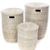 Swahili African Modern Solid White Classic Hamper Set