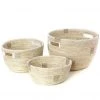 Swahili African Modern Set Of Three White Nesting Baskets