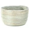 Swahili African Modern Solid White Knitting Basket Home Goods