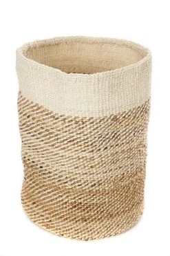 Swahili African Modern Tall Natural Sisal And Banana Fiber Twill Basket Home Goods