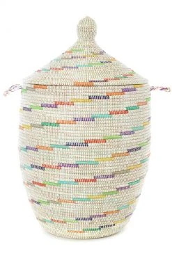 Swahili African Modern Home Goods Large Vanilla Sugar Swirl Laundry Hamper Basket