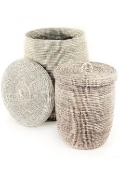 Swahili African Modern White Sand Dune Hamper Set