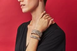 Swahili Coast Design Diamond Dark Blue Beaded Leather Cuff Jewelry