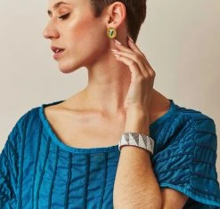 Swahili Coast Design Tri Silver Beaded Leather Cuff Jewelry