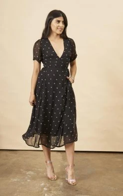 Symbology Baby Cacti Midi Wrap Dress - Black + Cream Best Sellers