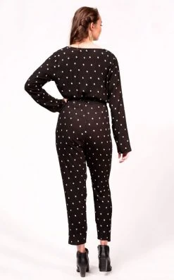 Symbology Baby Cacti Wrap Jumpsuit - Black + Ivory Clothing