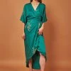 Symbology Cherry Blossom Modal Maxi Wrap Dress - Emerald + Gold Best Sellers