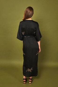 Symbology Best Sellers Cherry Blossom Modal Maxi Wrap - Black + Gold