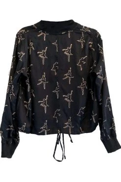 Symbology Dancing Ballerina Modal Bomber - Black + Gold Clothing