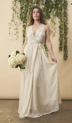 Symbology Special Occasion Floral Ombre Maxi Gown - Champagne + Cream