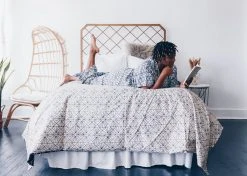 Symbology Geo Starburst Modal Pajama Set - Navy + Cream