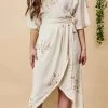 Symbology Hand Beaded Cherry Blossom Modal Maxi Wrap - Ivory + Antique Gold Best Sellers 1 Symbology Hand Beaded Cherry Blossom Modal Maxi Wrap - Ivory + Antique Gold Best Sellers