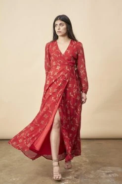 Symbology Hibiscus Empress Wrap Dress Red Lipstick + Gold Best Sellers