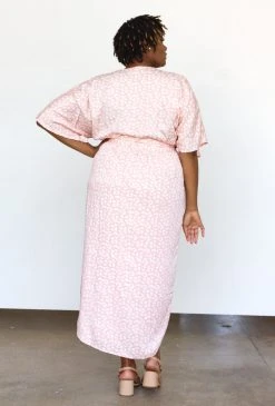 Symbology Modal Leopard Maxi Wrap Dress - Blush + Cream Clothing