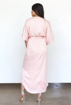 Symbology Modal Leopard Maxi Wrap Dress - Blush + Cream Clothing