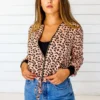 Symbology Leopard Modal Bomber Jacket - Blush + Black Sale