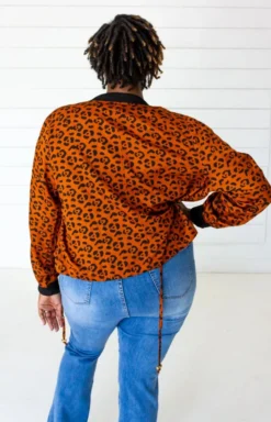 Symbology Leopard Modal Bomber Jacket - Sierra + Black Sale