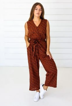 Symbology Clothing Leopard Sleeveless Jumpsuit - Sierra + Black
