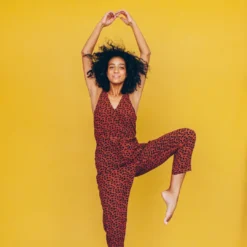 Symbology Leopard Strappy Jumpsuit - Sierra + Black