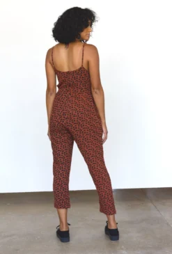 Symbology Leopard Strappy Jumpsuit - Sierra + Black