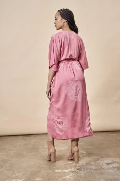 Symbology Peacock Feather Modal Wrap Dress - Terra Cotta + Cream Special Occasion