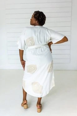 Symbology Peacock Modal Maxi Wrap Dress - White + Gold 9 Symbology Peacock Modal Maxi Wrap Dress - White + Gold