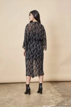 Symbology Stylized Feather Twist Dress - Black + White