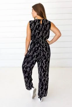 Symbology Stylized Feather Modal Jumpsuit - Black + Cream Special Occasion 8 Symbology Stylized Feather Modal Jumpsuit - Black + Cream Special Occasion