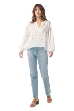 Synergy Organic Clothing Embroidered Amber Top - Tofu White
