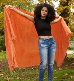 Swahili African Modern Tangerine Gabi Tablecloth / Throw Blanket