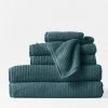 Coyuchi Best Sellers Temescal Ribbed Towels - Deep Ocean