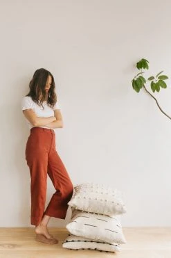 Territory Design Loops Throw Pillow Cover - Cream