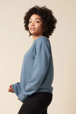 The Standard Stitch College Sweatshirt - Stone Blue Made In USA