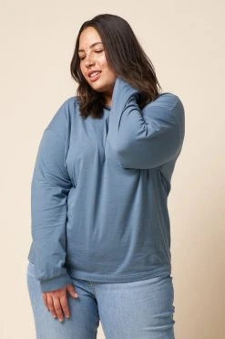 The Standard Stitch Clothing Long Sleeve Tee - Stone Blue