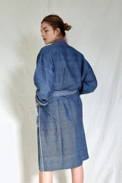 Home & Loft Tribeca Unisex Long Turkish Robe - Indigo