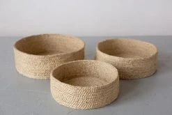 Will & Atlas Home Goods Trio Of Round Jute Baskets - Natural 11 Will & Atlas Home Goods Trio Of Round Jute Baskets - Natural