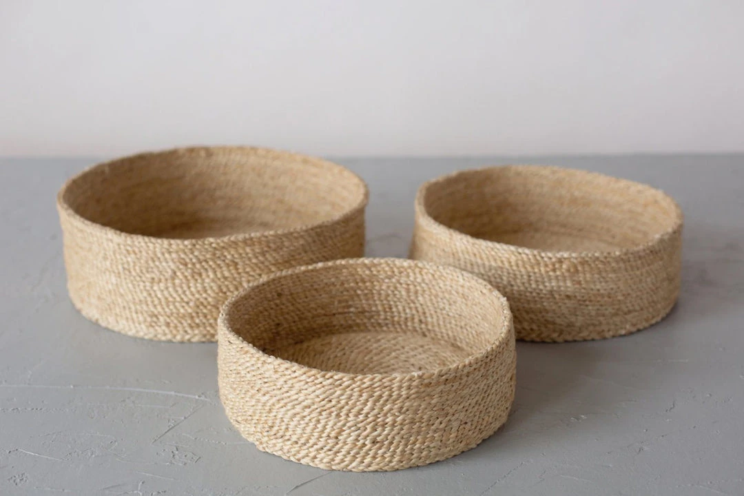Will & Atlas Home Goods Trio Of Round Jute Baskets - Natural 6 Will & Atlas Home Goods Trio Of Round Jute Baskets - Natural