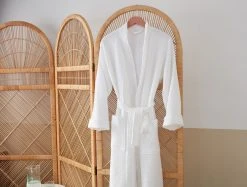 Coyuchi Unisex Waffle Robe - Alpine White Home Goods