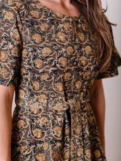 Mata Traders Varanasi Olive Flutter Dress Best Sellers