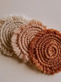 Village Thrive Kera Sunrise Macrame Coaster Set Kitchen + Dining