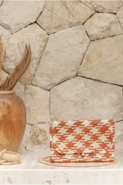 Village Thrive Accessories Plaid Rattan Clutch Bag