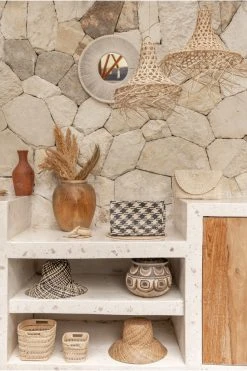 Village Thrive Accessories Plaid Rattan Clutch Bag