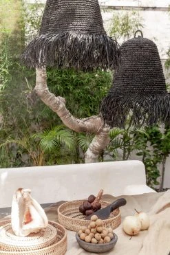 Village Thrive Home Goods Round Woven Rattan Tray