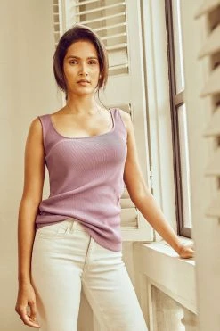 No Nasties Wide-Neck Ribbed Tank Top Clothing