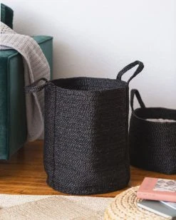 Will & Atlas Jute Laundry Basket - Charcoal Home Goods