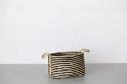 Will & Atlas Home Goods Small Jute Basket - Charcoal Stripe