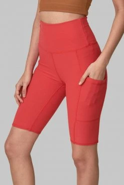 Wolven Best Sellers Recycled Bike Short With Pockets - Cayenne