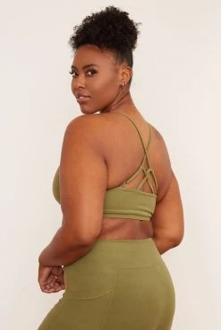 Wolven Reversible Crisscross Recycled Bra - Eucalyptus Activewear + Athleisure