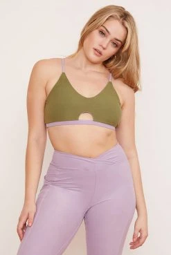 Wolven Activewear + Athleisure Reversible Crisscross Recycled Bra - Lavender