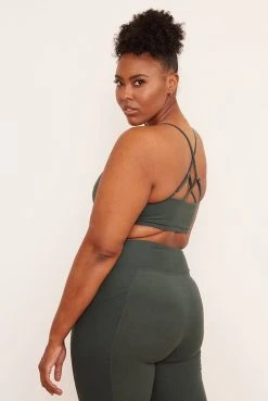 Wolven Activewear + Athleisure Reversible Crisscross Recycled Bra - Thyme